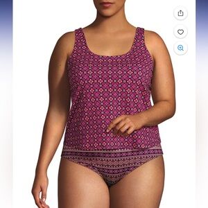 Lands End Pink Patterned One-Piece Swimsuit Size 8